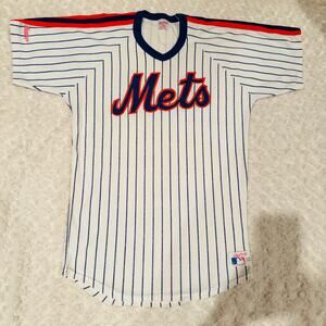 MLB New York Mets VTG 90s Rawlings Pinstripe Baseball Jersey Made in USA Large